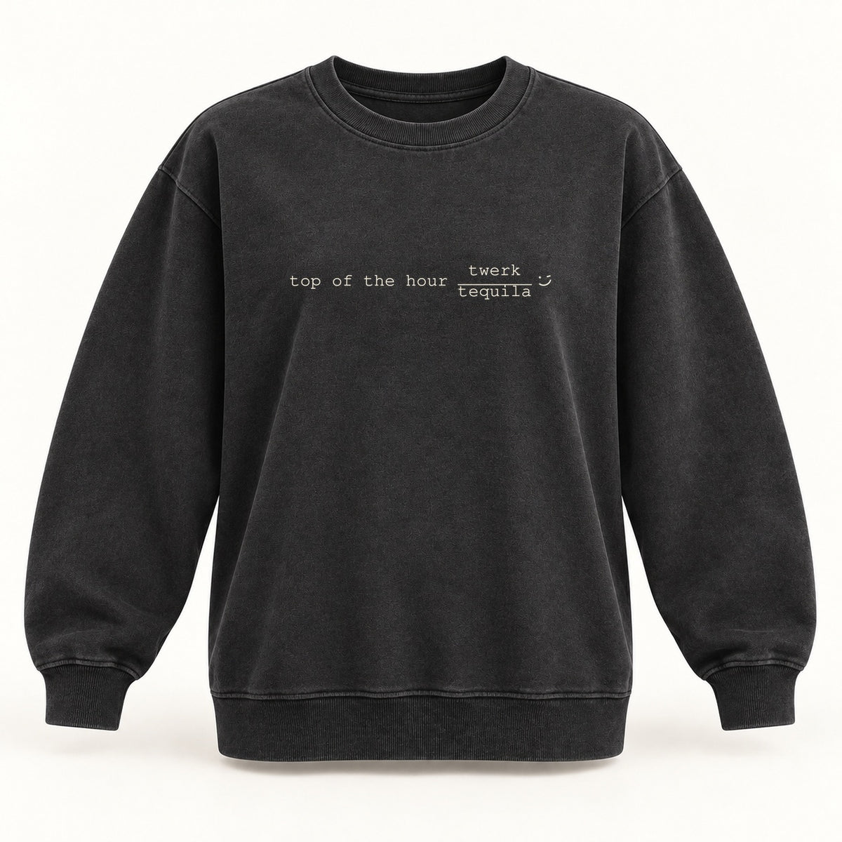 top of the hour crewneck sweatshirt in washed black
