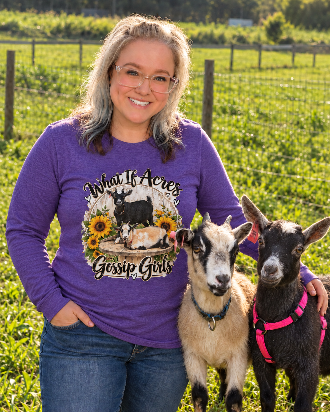 What If Acres Gossip Girls Purple long-sleeve shirt mockup.